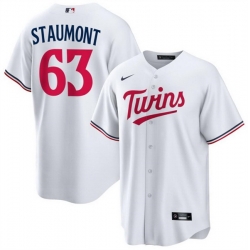 Men Minnesota Twins 63 Josh Staumont White Cool Base Stitched Baseball Jersey