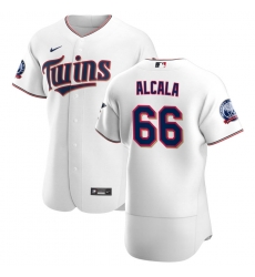 Men Minnesota Twins 66 Jorge Alcala Men Nike White Home 2020 60th Season Flex Base Team MLB Jersey