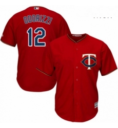 Mens Majestic Minnesota Twins 12 Jake Odorizzi Replica Scarlet Alternate Cool Base MLB Jersey 