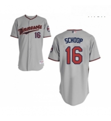 Mens Minnesota Twins 16 Jonathan Schoop Replica Grey Road Cool Base Baseball Jersey 