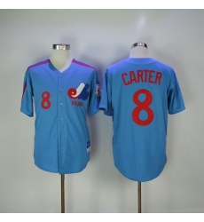 Men's Montreal Expos #8 Gary Carter Jersey Sewn on Baseball Blue Retro jersey