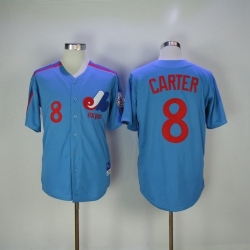 Men's Montreal Expos #8 Gary Carter Jersey Sewn on Baseball Blue Retro jersey