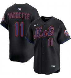 Men New York Mets 11 Bo Bichette 2026 Black Limited Stitched Baseball Jersey Men New York Mets 11 Bo Bichette 2026 Black Limited Stitched Baseball Jersey