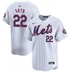 Men New York Mets 22 Juan Soto White Home Limited Stitched Baseball Jersey