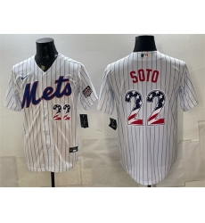 Men New York Mets  22 Juan Soto White USA 250 Fourth of July Home Stitched Baseball Jersey