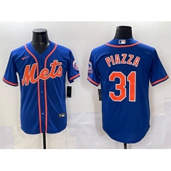 Men New York Mets 31 Mike Piazza Blue Cool Base Stitched Baseball Jersey