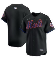 Men New York Mets Blank Black Alternate Limited Stitched Baseball Jersey