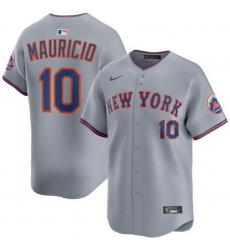 Men New York Mets Ronny Mauricio 10 Gray Stitched Flex Base Jersey Men New York Mets Ronny Mauricio 10 Gray Stitched Flex Base Jersey
