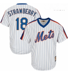 Mens Majestic New York Mets 18 Darryl Strawberry Authentic White Cooperstown MLB Jersey