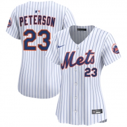 Women New York Mets 23 David Peterson White 2025 Home Limited Stitched Baseball Jersey