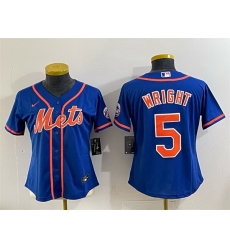Women New York Mets 5 David Wright Royal Cool Base Stitched Baseball Jersey