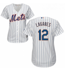 Womens Majestic New York Mets 12 Juan Lagares Authentic White Home Cool Base MLB Jersey