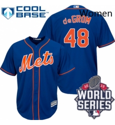 Womens Majestic New York Mets 48 Jacob deGrom Replica Blue 2015 World Series MLB Jersey