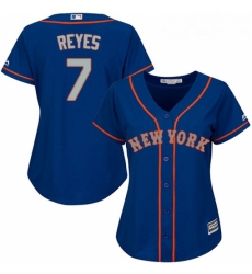 Womens Majestic New York Mets 7 Jose Reyes Authentic Royal Blue Alternate Road Cool Base MLB Jersey