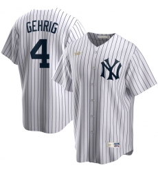 Men New York Yankees 4 Lou Gehrig Nike Home Cooperstown Collection Player MLB Jersey White