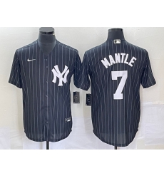 Men New York Yankees 7 Mickey Mantle Black Cool Base Stitched Baseball Jersey