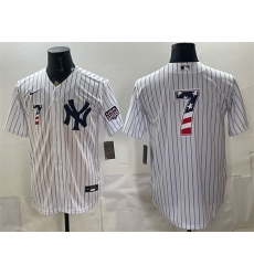 Men New York Yankees  7 Mickey Mantle White 2026 USA 250 Fourth of July Home Stadium Stitched Baseball Jersey