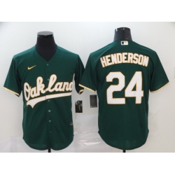 Athletics 24 Rickey Henderson Green 2020 Nike Cool Base Jersey