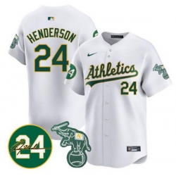 Men Oakland Athletics 24 Ricky Henderson White 2024 Home Limited With Patch Stitched Jersey