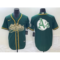 Men Oakland Athletics Green Team Big Logo Cool Base Stitched Baseball Jersey 003