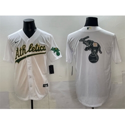 Men Oakland Athletics Team Big Logo White Stitched Baseball Jersey 1