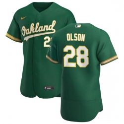 Oakland Athletics 28 Matt Olson Men Nike Kelly Green Alternate 2020 Authentic Player MLB Jersey