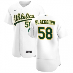 Oakland Athletics 58 Paul Blackburn Men Nike White Home 2020 Authentic Player MLB Jersey