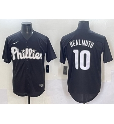 Men Philadelphia Phillies 10 J T Realmuto Black Lights Out Limited Stitched Baseball Jersey Men Philadelphia Phillies 10 J T Realmuto Black Lights Out Limited Stitched Baseball Jersey