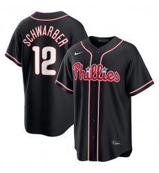 Men Philadelphia Phillies 12 Kyle Schwarber Fashion Black Out Stitched Baseball Jersey Men Philadelphia Phillies 12 Kyle Schwarber Fashion Black Out Stitched Baseball Jersey