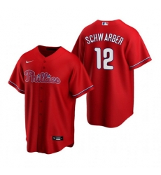 Men Philadelphia Phillies 12 Kyle Schwarber Red Cool Base Stitched Jerse