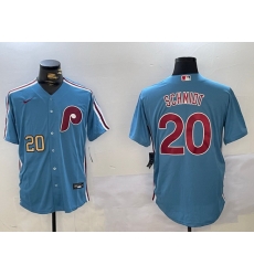 Men Philadelphia Phillies 20 Mike Schmidt Blue Cool Base Stitched Jersey 1