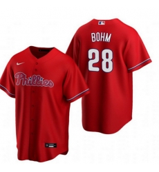 Men Philadelphia Phillies 28 Alec Bohm Red Alternate stitch Jersey