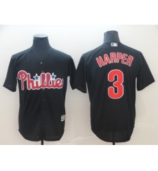 Men Philadelphia Phillies 3 Bryce Harper Black Cool Base Stitched jersey