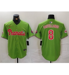 Men Philadelphia Phillies 8 Nick Castellanos Green With Patch Stitched Jersey