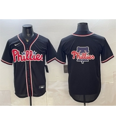 Men Philadelphia Phillies Team Big Logo 2026 Fashion Replica Black Out Stitched Baseball Jersey Men Philadelphia Phillies Team Big Logo 2026 Fashion Replica Black Out Stitched Baseball Jersey