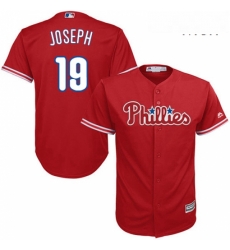 Mens Majestic Philadelphia Phillies 19 Tommy Joseph Replica Red Alternate Cool Base MLB Jersey 