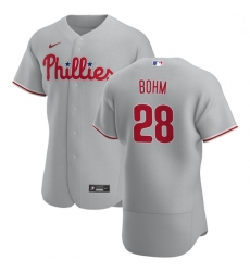 Philadelphia Phillies 28 Alec Bohm Men Nike Gray Road 2020 Authentic Player MLB Jersey