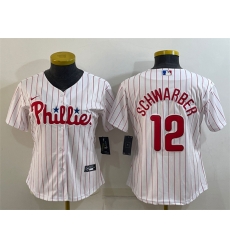 Women Philadelphia Phillies 12 Kyle Schwarber White Stitched Baseball Jersey