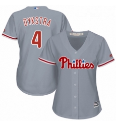 Womens Majestic Philadelphia Phillies 4 Lenny Dykstra Authentic Grey Road Cool Base MLB Jersey 