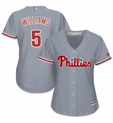 Womens Majestic Philadelphia Phillies 5 Nick Williams Replica Grey Road Cool Base MLB Jersey 