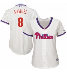 Womens Majestic Philadelphia Phillies 8 Juan Samuel Authentic Cream Alternate Cool Base MLB Jersey