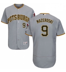 Mens Majestic Pittsburgh Pirates 9 Bill Mazeroski Grey Road Flex Base Authentic Collection MLB Jersey