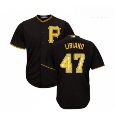 Mens Pittsburgh Pirates 47 Francisco Liriano Authentic Black Team Logo Fashion Cool Base Baseball Jersey 