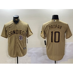 Men San Diego Padres 10 Jurickson Profar Tan Cool Base Stitched Baseball Jersey 3