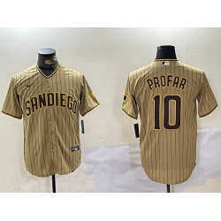 Men San Diego Padres 10 Jurickson Profar Tan Cool Base Stitched Baseball Jersey 6