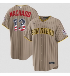 Men San Diego Padres 13 Manny Machado Tan USA 250 Fourth of July Home Stitched Baseball Jersey Men San Diego Padres 13 Manny Machado Tan USA 250 Fourth of July Home Stitched Baseball Jersey