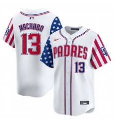 Men San Diego Padres 13 Manny Machado White 2025 Independence Day Vapor Premier Limited Stitched Baseball Jersey Men San Diego Padres 13 Manny Machado White 2025 Independence Day Vapor Premier Limited Stitched Baseball Jersey