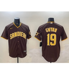 Men San Diego Padres 19 Tony Gwynn Brown Cool Base Stitched Baseball Jersey