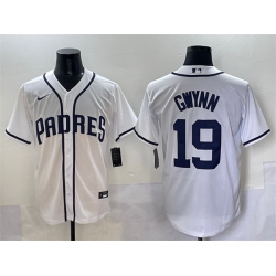 Men San Diego Padres 19 Tony Gwynn White Cool Base Stitched Baseball Jersey