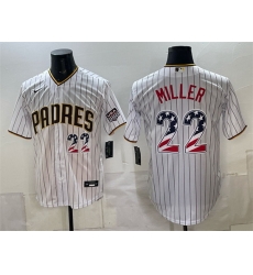Men San Diego Padres  22 Mason Miller White USA 250 Fourth of July Home Stitched Baseball Jersey
